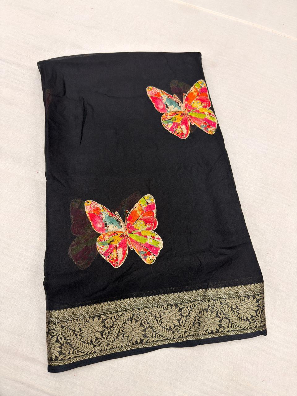 Marshmallow ButterFly Georgette