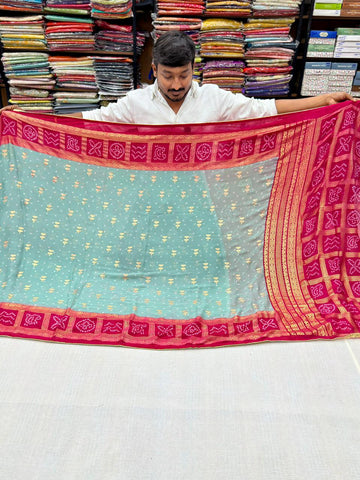 PREMIUM BHANDEJ GEORGETTE  WITH PIPING