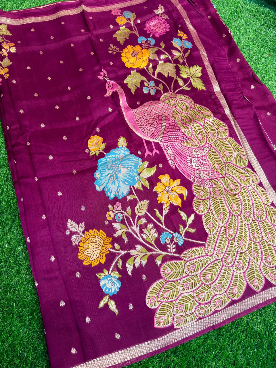 KHADDI GEORGETTE PEACOCK