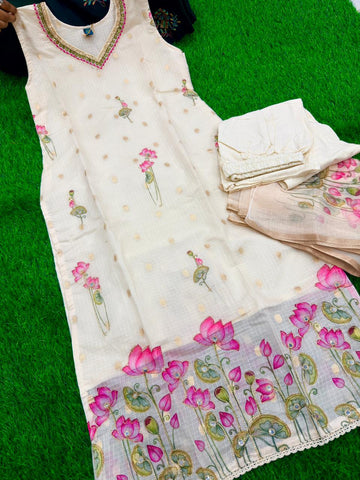 KOTA CREAM 3PC  ZARDOSI WORK