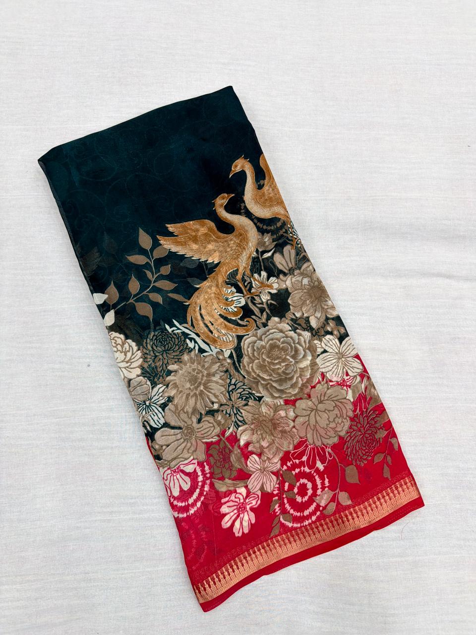 MANGALAGIRI FLAMINGO GEORGETTE