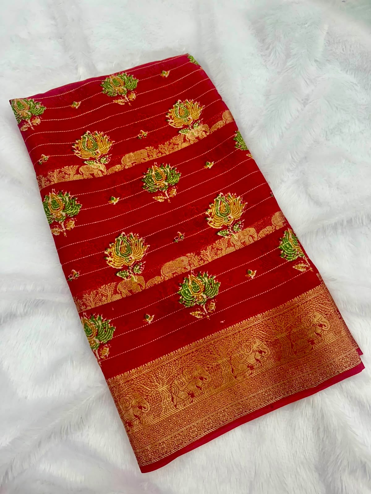 VARALAKSHMI RED GEORGETTE