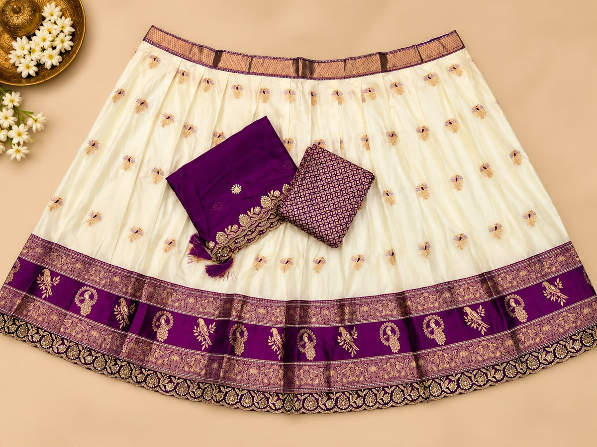 KIDS HALF WHITE LEHENGAS