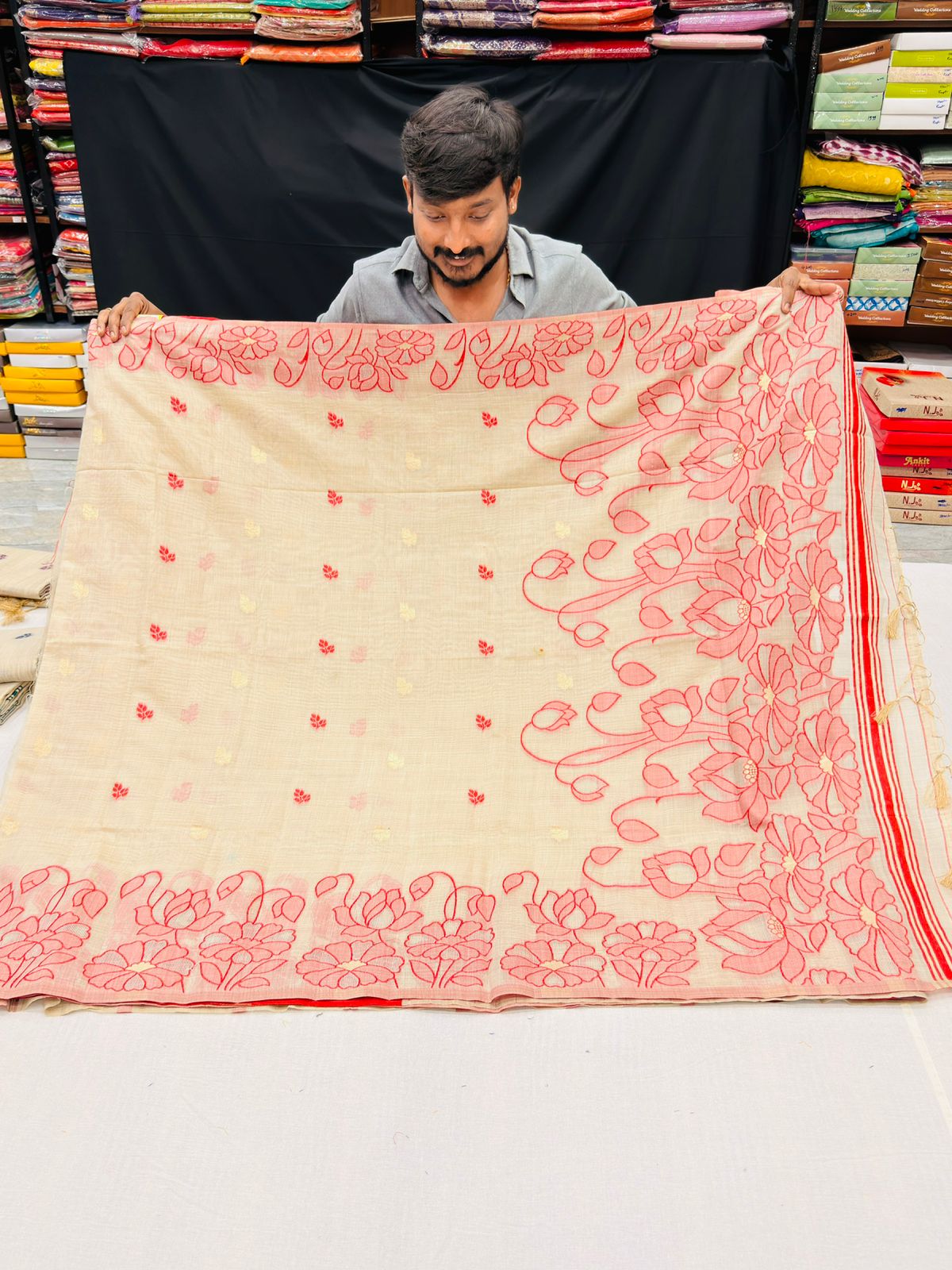 Jamdani Chanderi Butti ( CREAM )