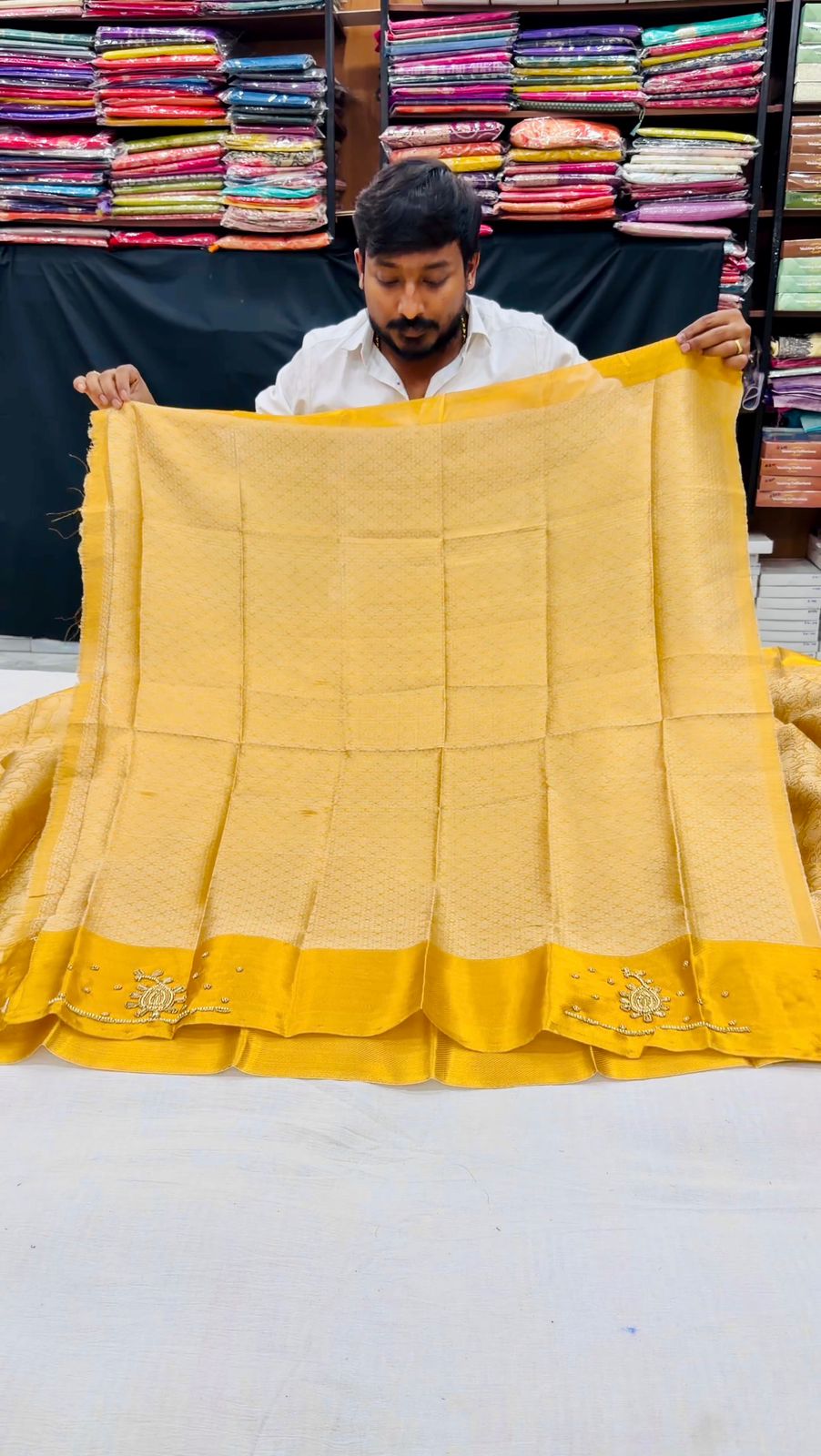 WEAVING MISTAKE GOLD SAREES