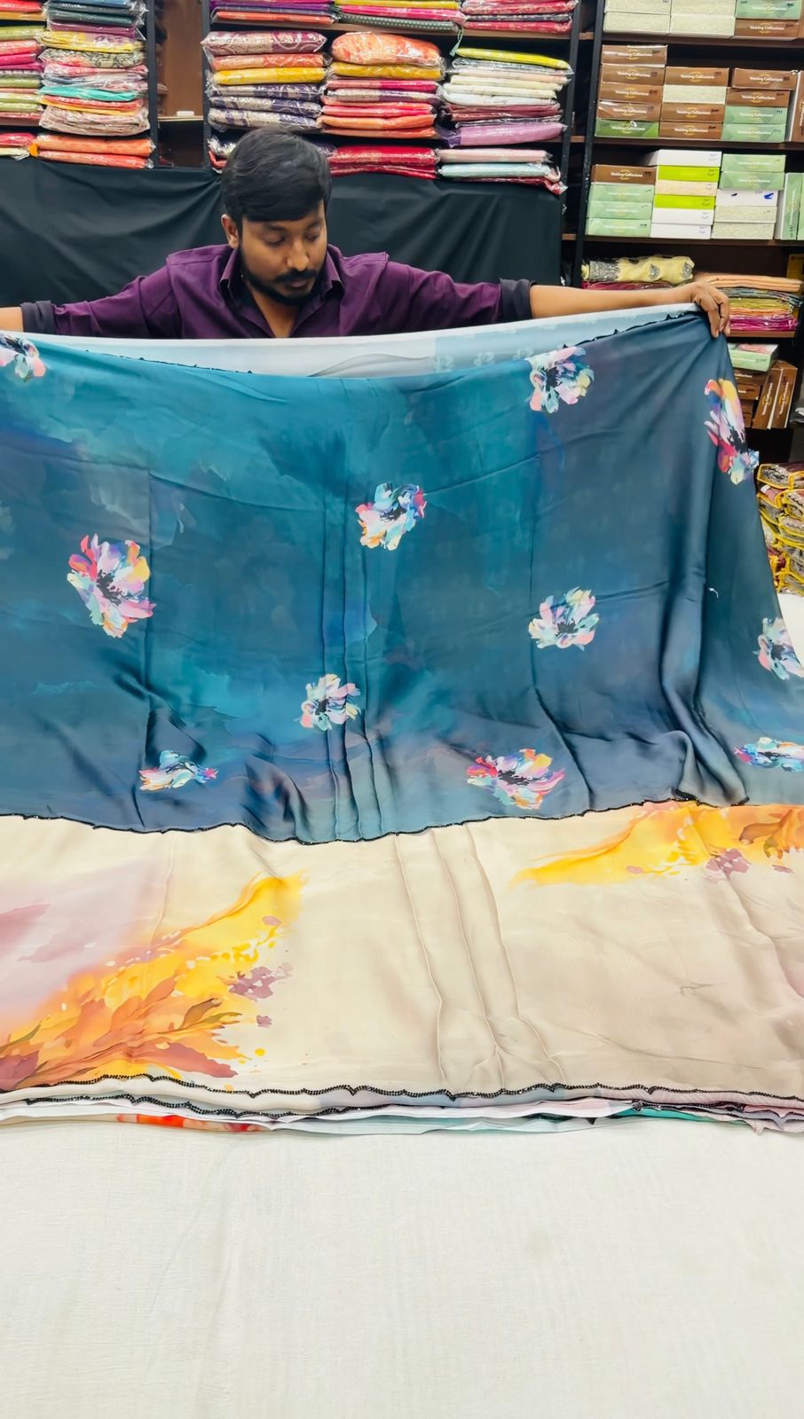 EMBELLISHED SATIN FLORAL