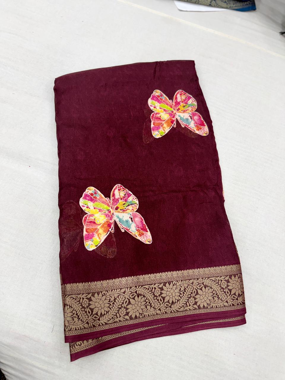 Marshmallow ButterFly Georgette