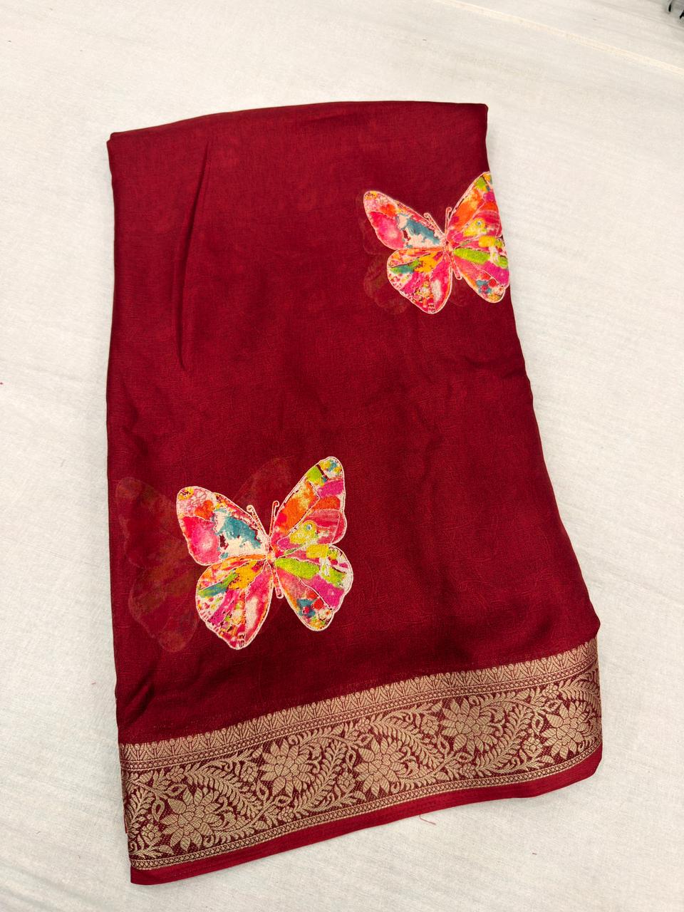 Marshmallow ButterFly Georgette