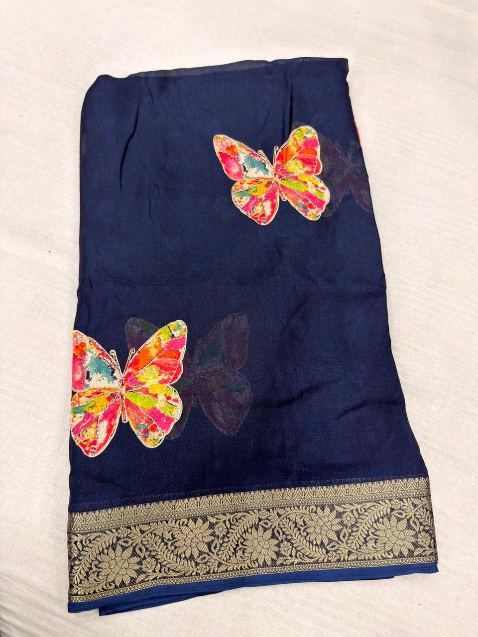 Marshmallow ButterFly Georgette