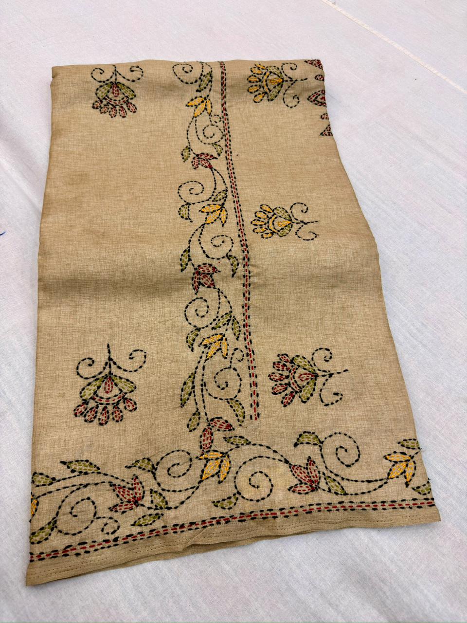 MANIPURI KNOT WORK TUSSER CREAM