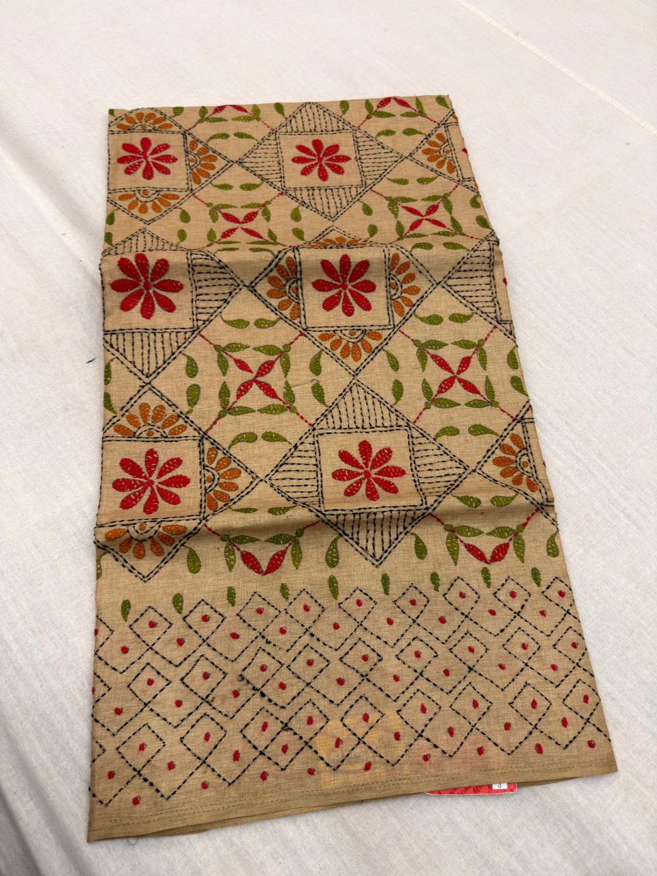 MANIPURI KNOT WORK TUSSER CREAM