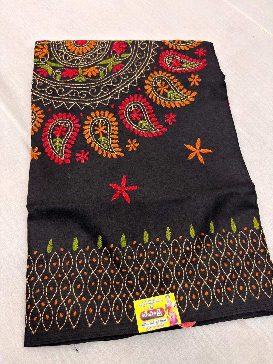MANIPURI KNOT WORK TUSSER BLACK