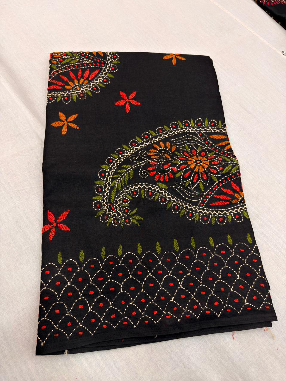 MANIPURI KNOT WORK TUSSER BLACK