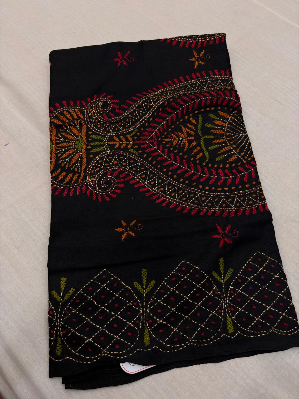 MANIPURI KNOT WORK TUSSER BLACK