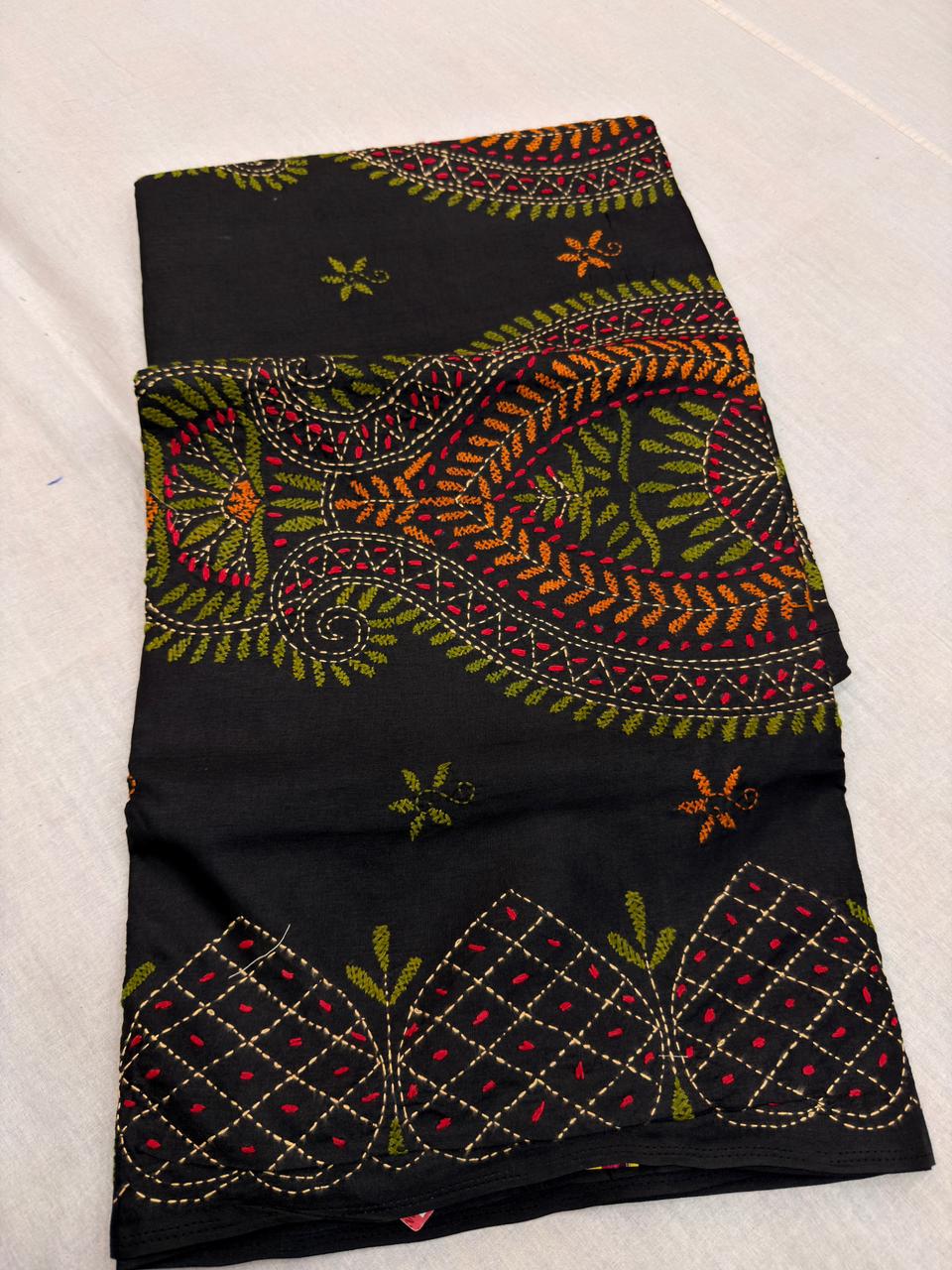 MANIPURI KNOT WORK TUSSER BLACK