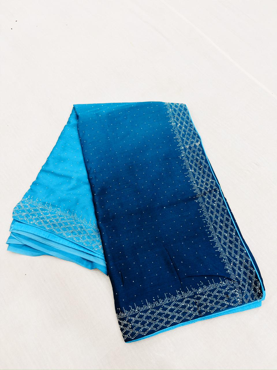 Glittering Chinon work sarees