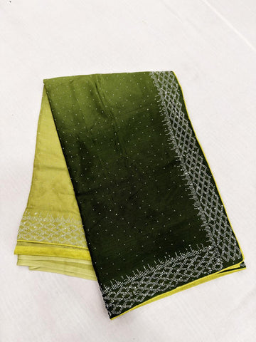 Glittering Chinon work sarees