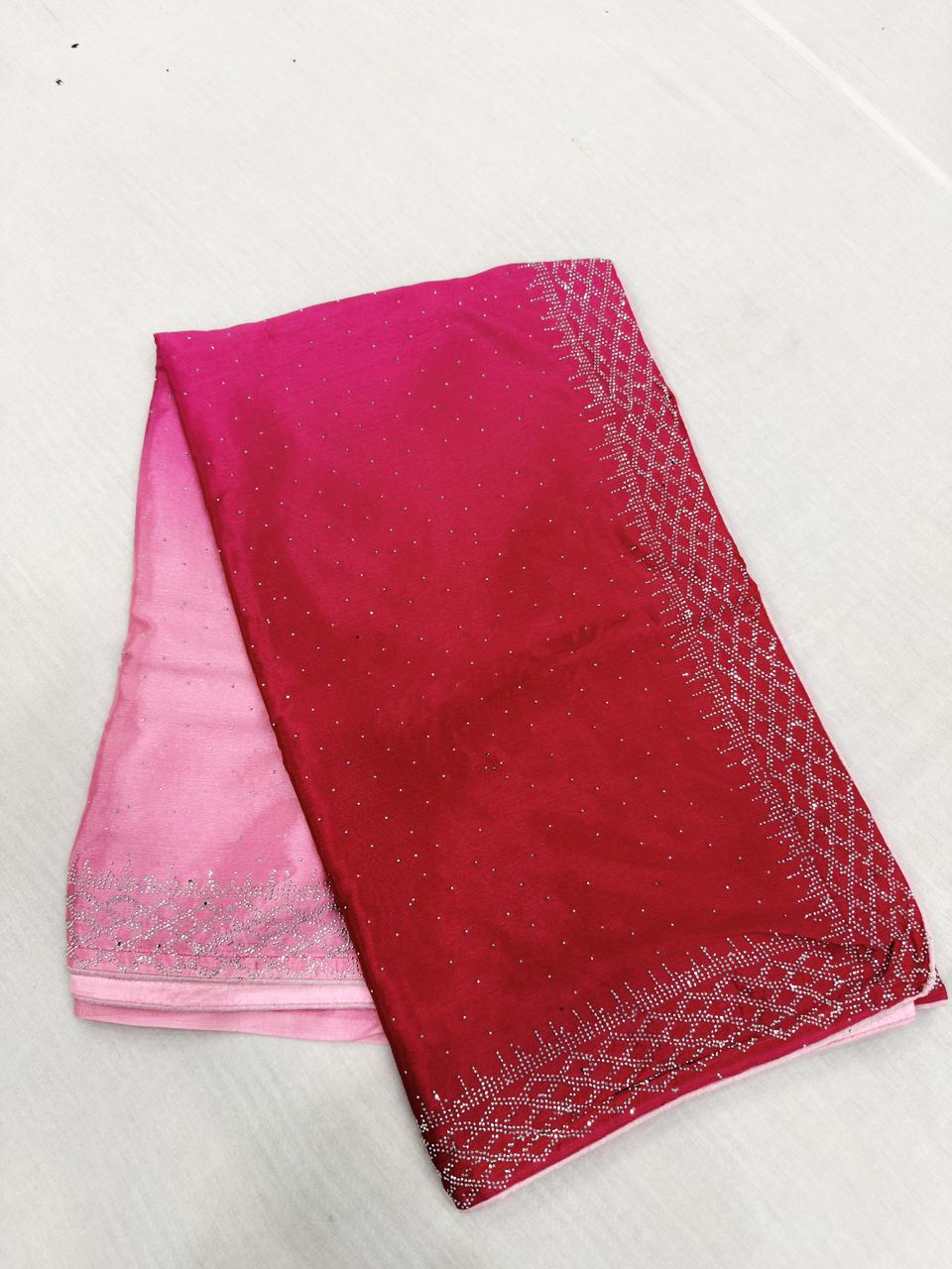 Glittering Chinon work sarees