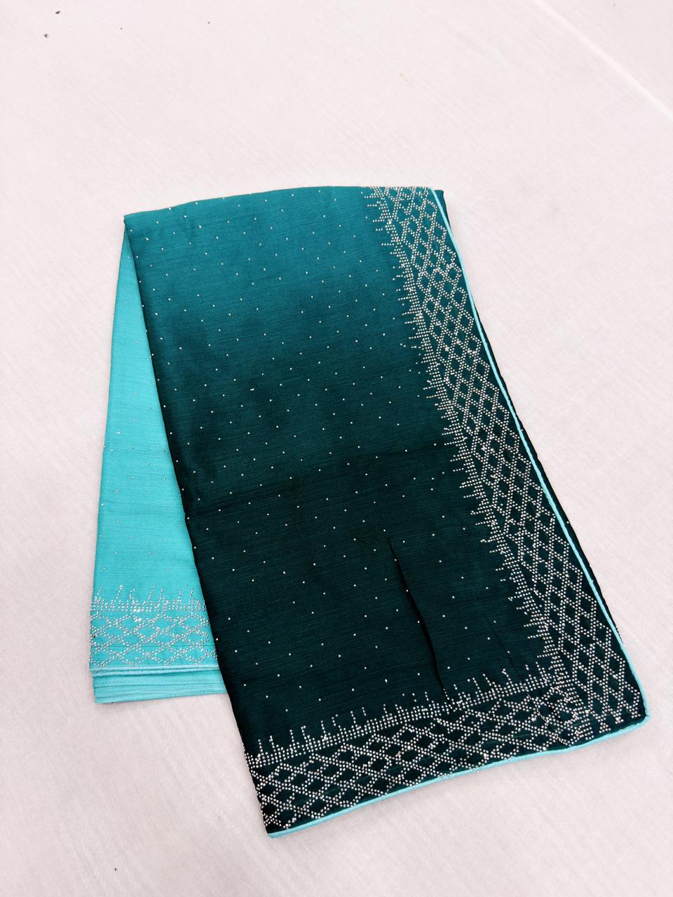 Glittering Chinon work sarees