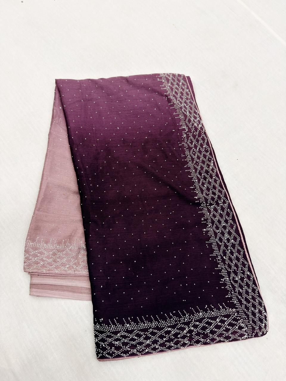 Glittering Chinon work sarees