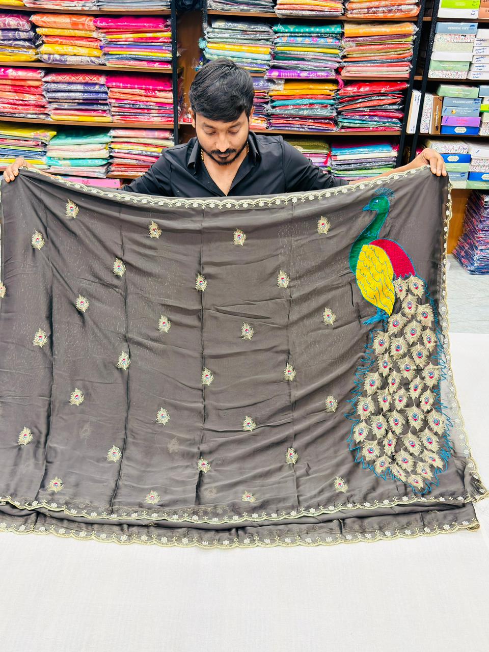 PEACOCK SHINE GEORGETTE