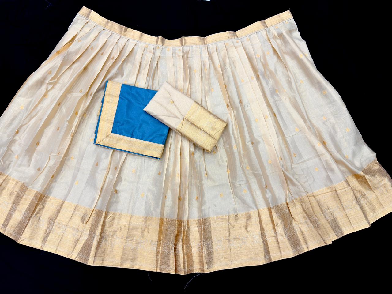 GOLD JARI  CREAM LEHANGA