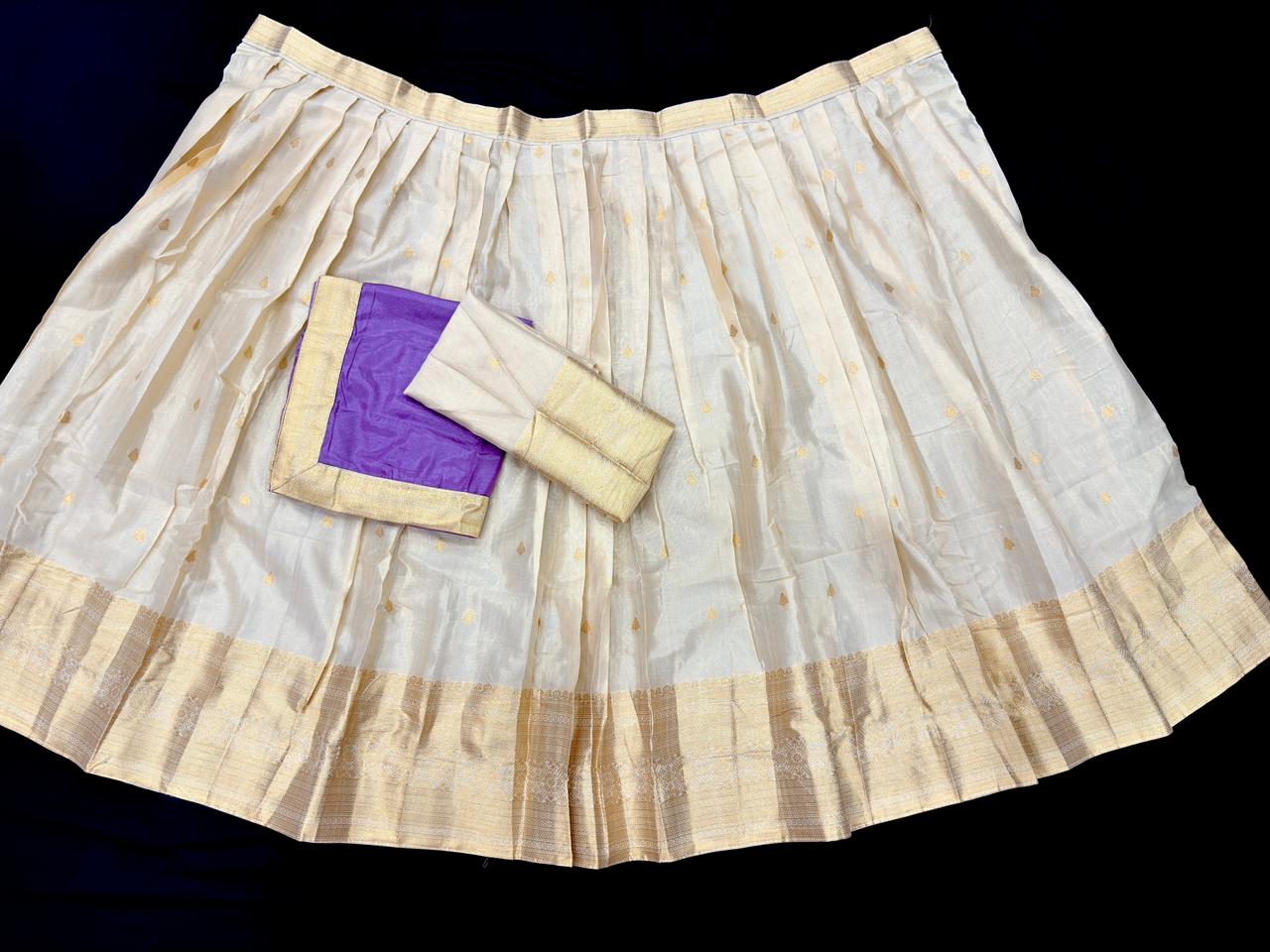 GOLD JARI  CREAM LEHANGA