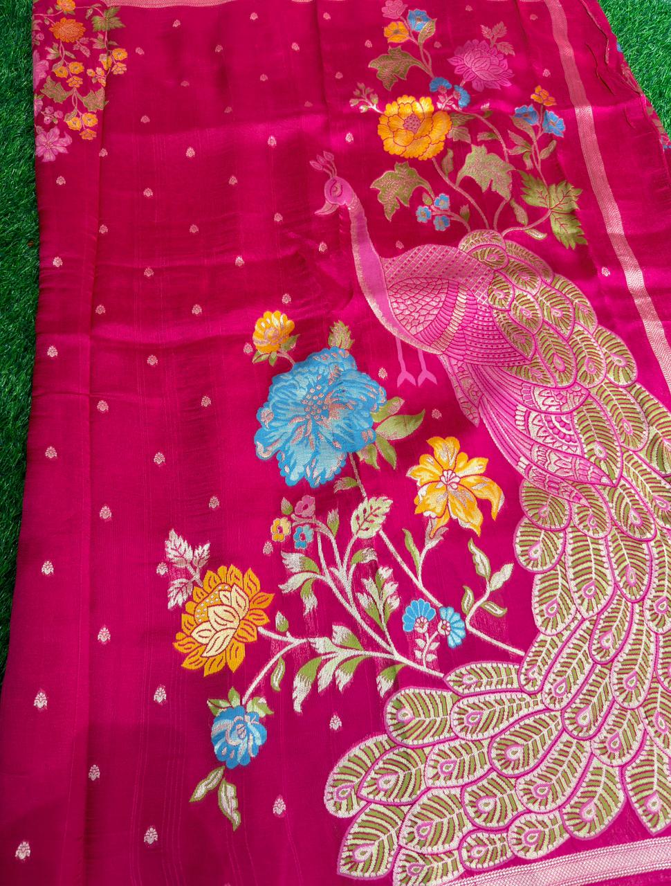 KHADDI GEORGETTE PEACOCK