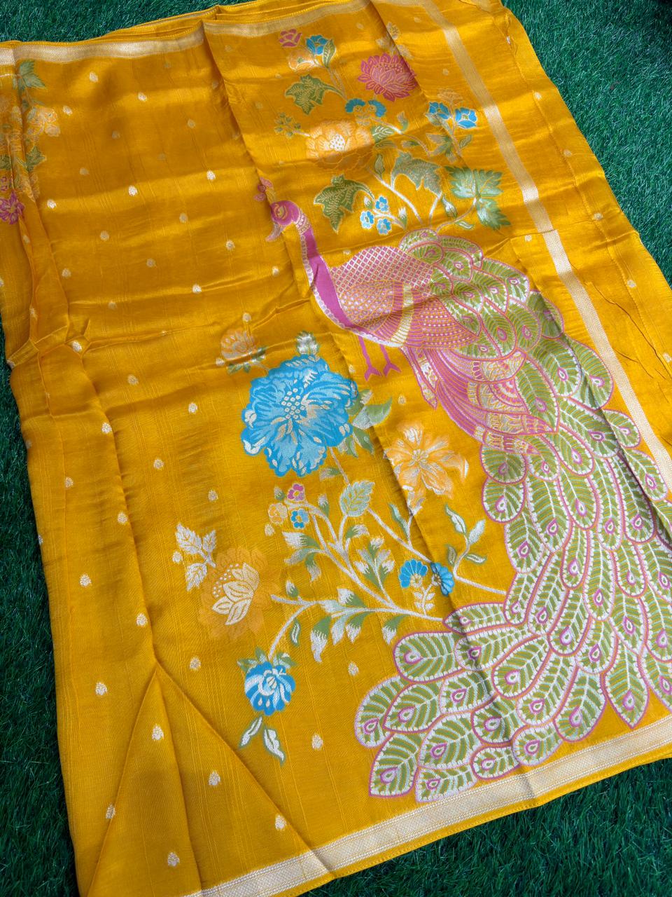 KHADDI GEORGETTE PEACOCK