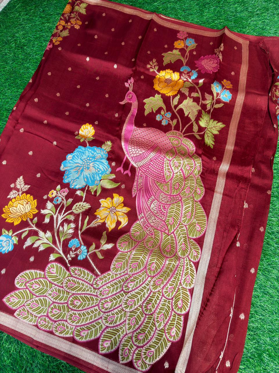 KHADDI GEORGETTE PEACOCK