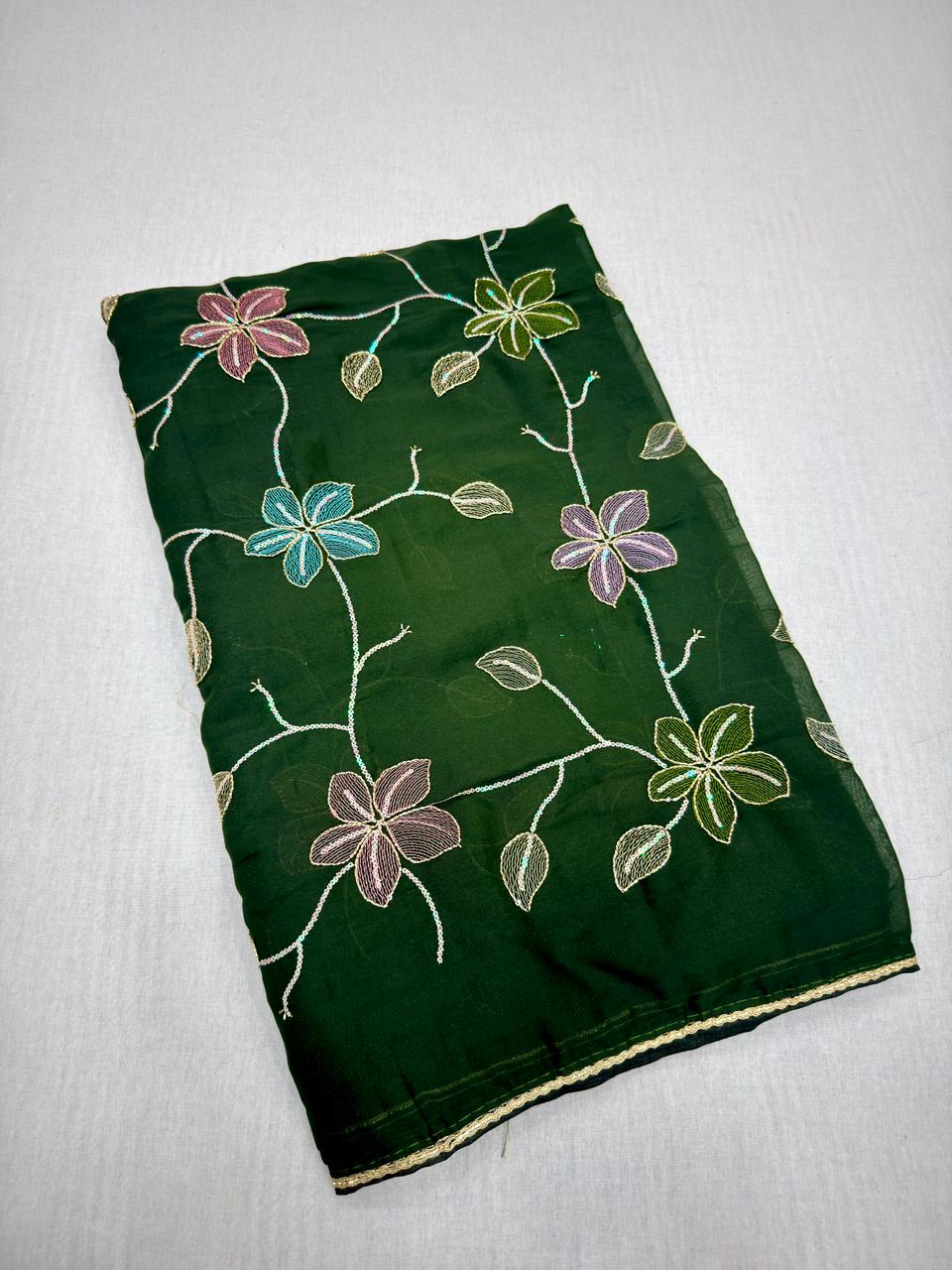 VINTAGE FLORAL EMBROIDERY SAREES