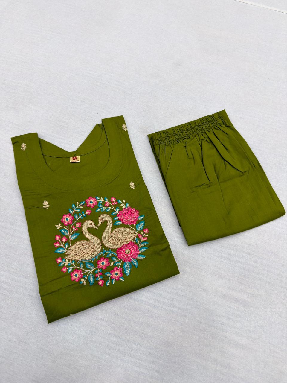 EMBROIDERY DUCK 2PC COTTON