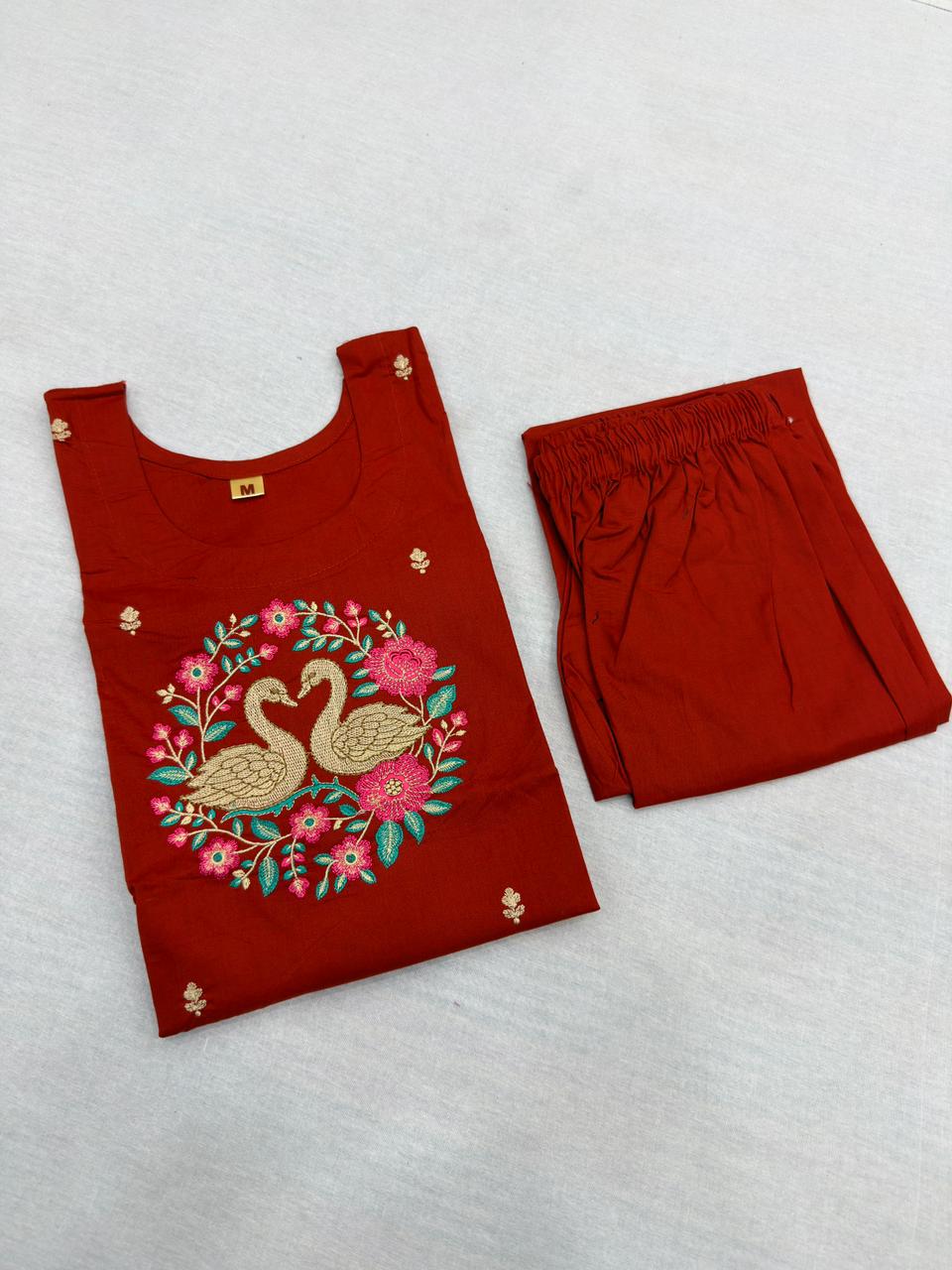 EMBROIDERY DUCK 2PC COTTON