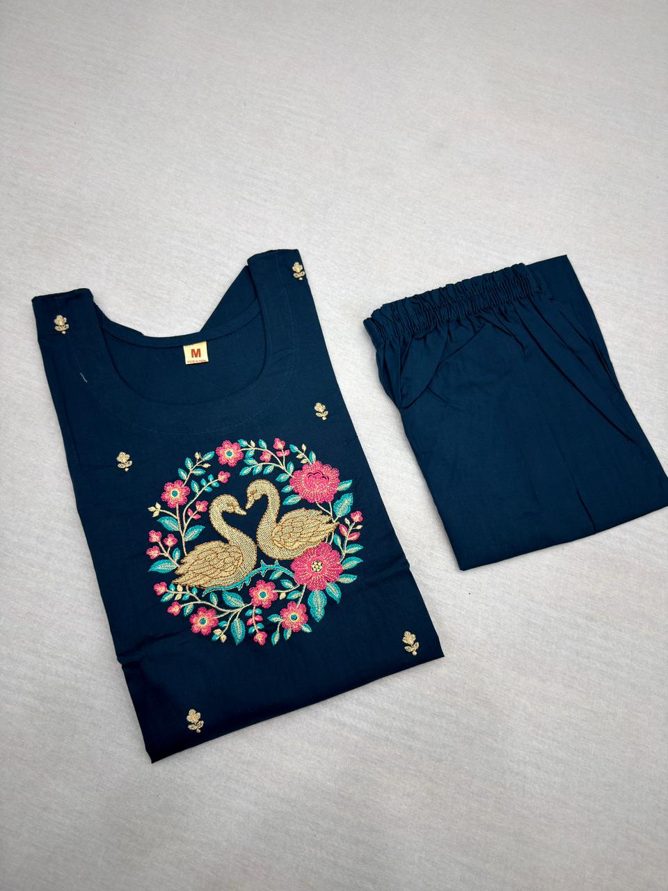 EMBROIDERY DUCK 2PC COTTON