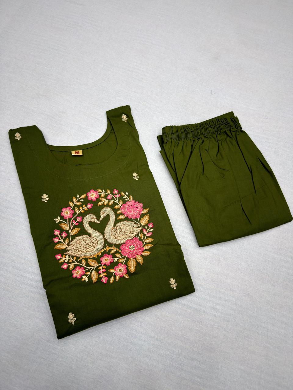 EMBROIDERY DUCK 2PC COTTON