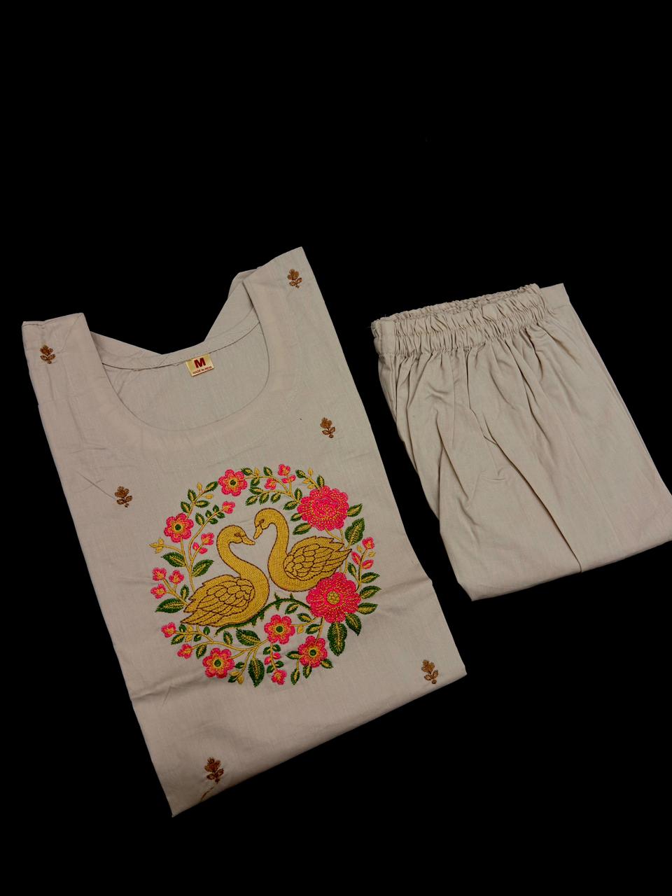 EMBROIDERY DUCK 2PC COTTON