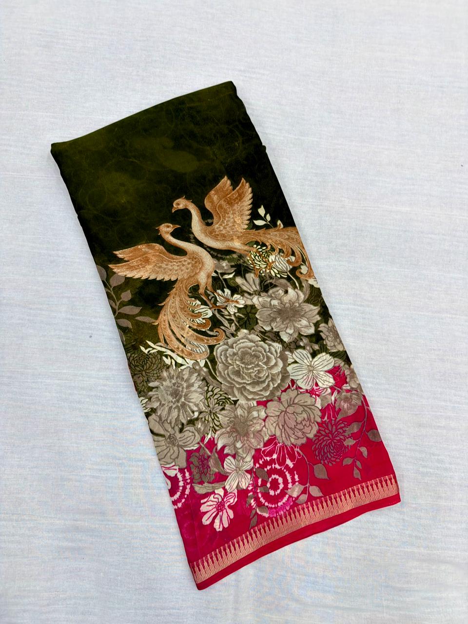 MANGALAGIRI FLAMINGO GEORGETTE