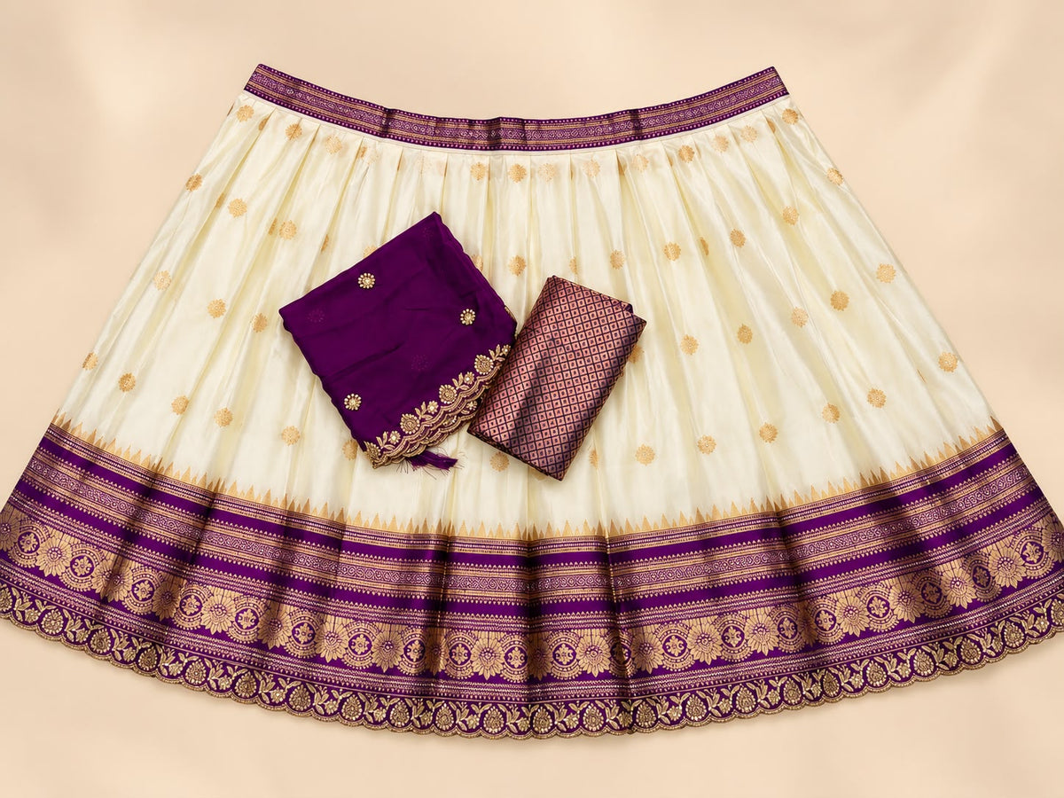 KIDS HALF WHITE LEHENGAS