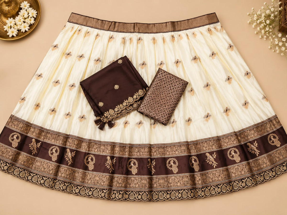 KIDS HALF WHITE LEHENGAS