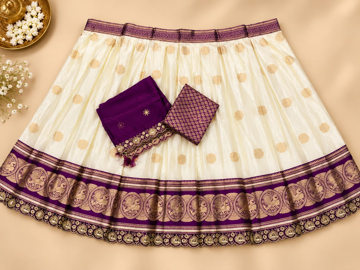 KIDS HALF WHITE LEHENGAS