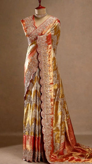 Designer Orange color Saree